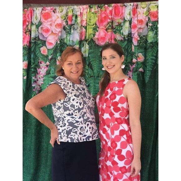 Talbots Floral Lace Sleeveless Sheath Dress Red White Size 4 - Picture 11 of 14